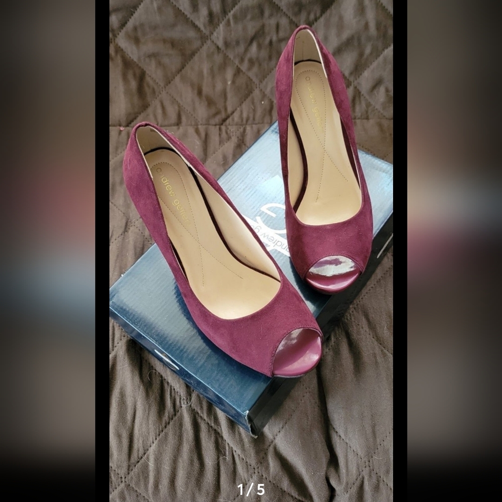 Wine Red Peep Toe Heels size 8M